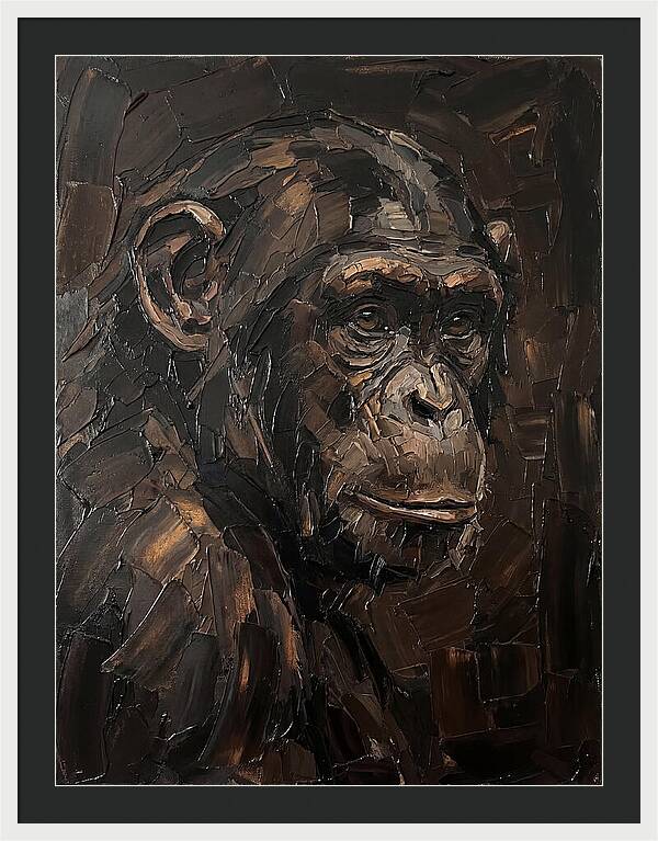 Chimpanzee Portrait In Palette Knife Style