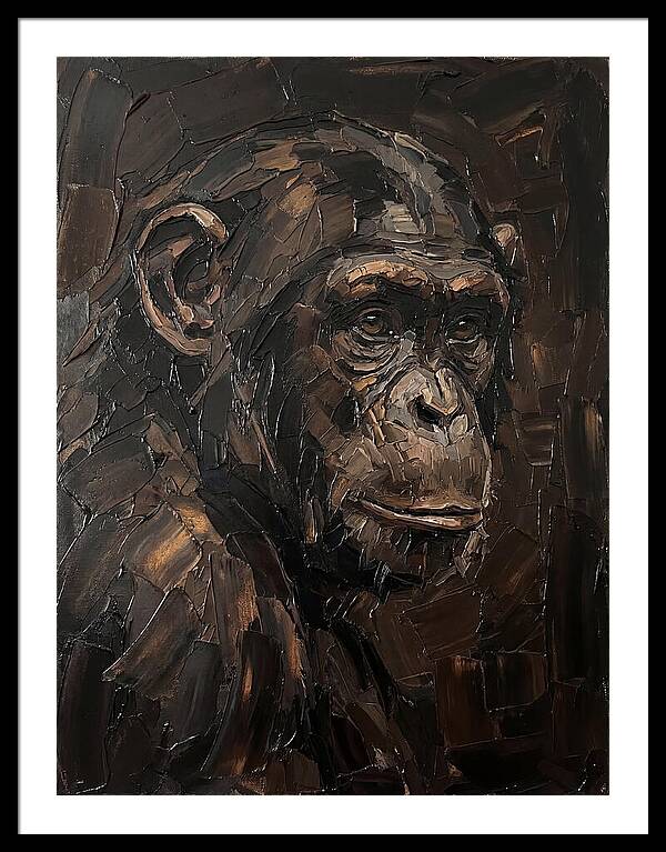 Chimpanzee Portrait In Palette Knife Style