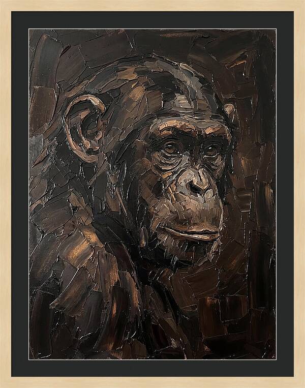 Chimpanzee Portrait In Palette Knife Style