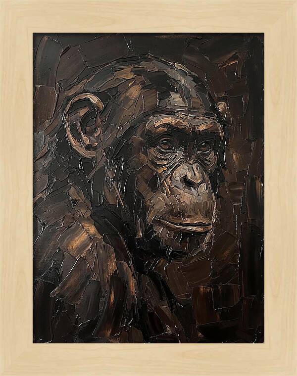 Chimpanzee Portrait In Palette Knife Style