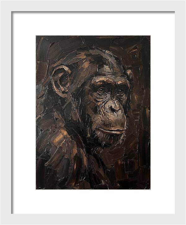 Chimpanzee Portrait In Palette Knife Style