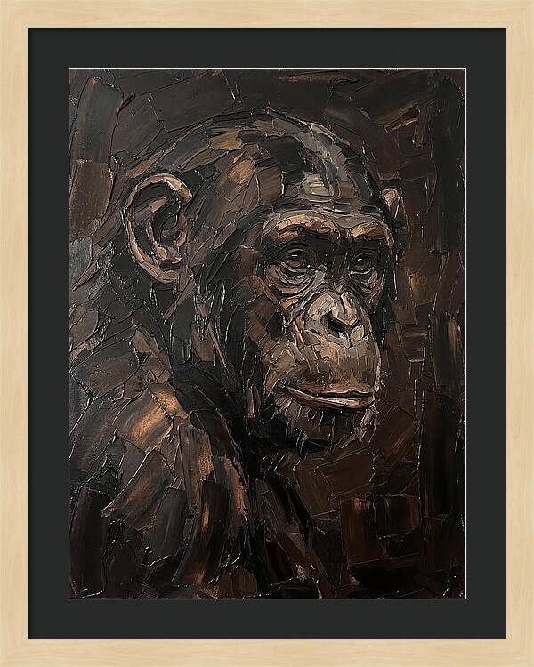 Chimpanzee Portrait In Palette Knife Style