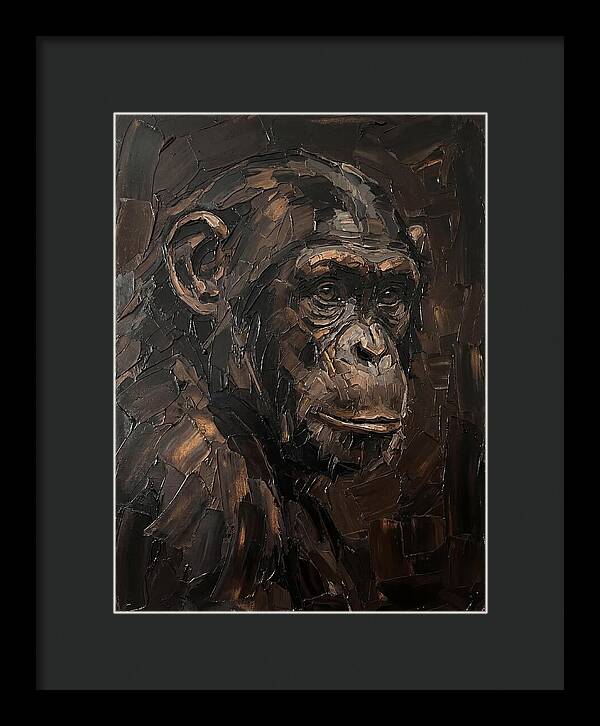 Chimpanzee Portrait In Palette Knife Style