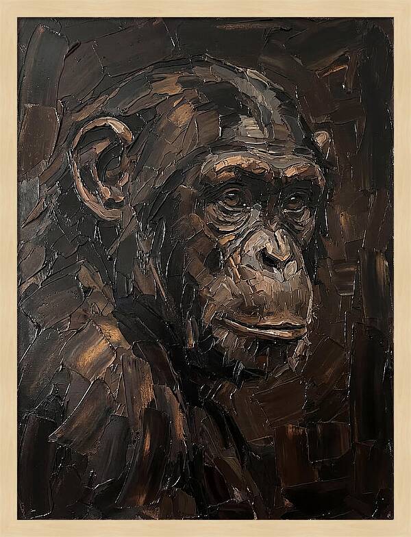 Chimpanzee Portrait In Palette Knife Style