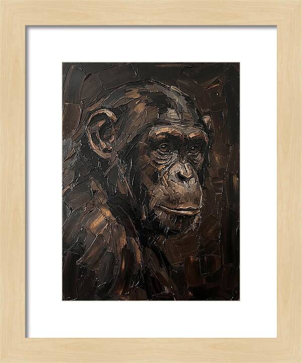 Chimpanzee Portrait In Palette Knife Style