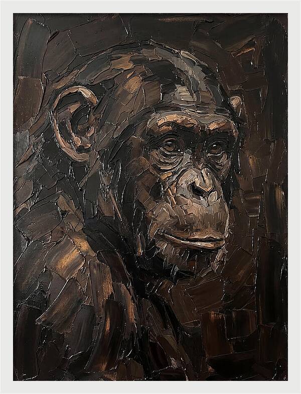 Chimpanzee Portrait In Palette Knife Style