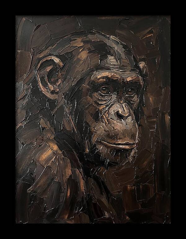 Chimpanzee Portrait In Palette Knife Style