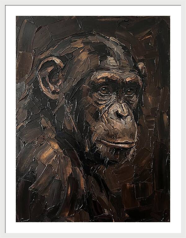 Chimpanzee Portrait In Palette Knife Style