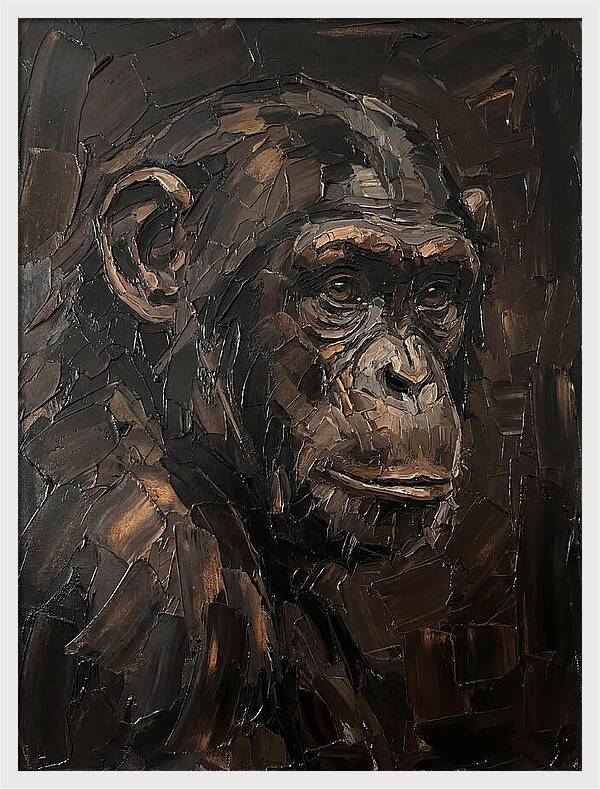 Chimpanzee Portrait In Palette Knife Style