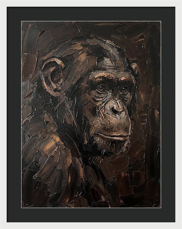Chimpanzee Portrait In Palette Knife Style