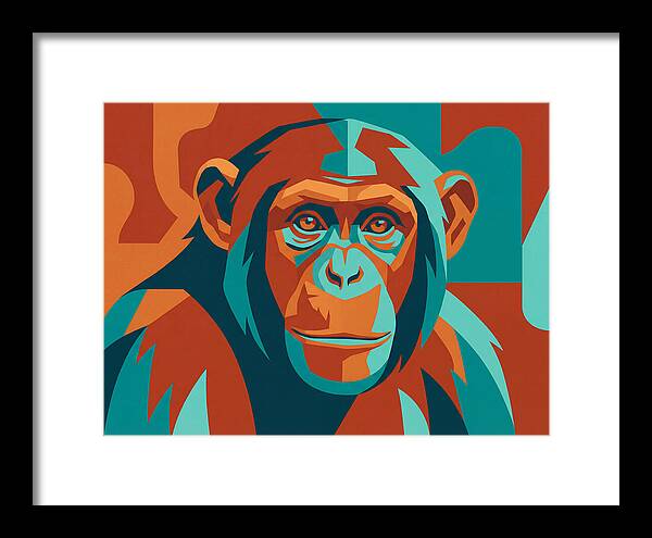 Chimpanzee Portrait In Pop Art Style