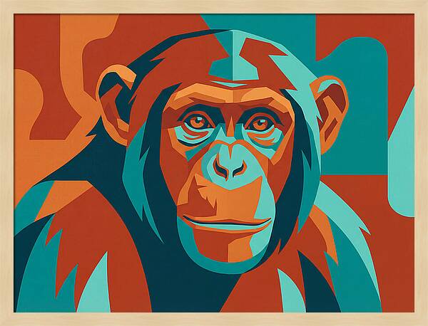 Chimpanzee Portrait In Pop Art Style