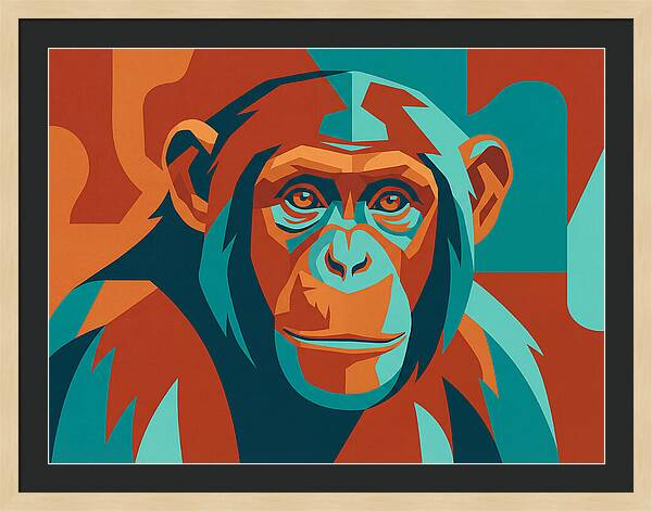 Chimpanzee Portrait In Pop Art Style