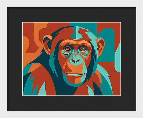 Chimpanzee Portrait In Pop Art Style