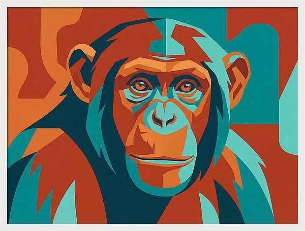 Chimpanzee Portrait In Pop Art Style