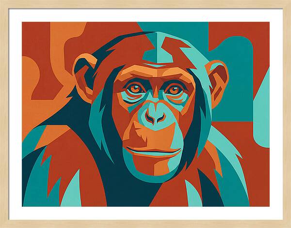 Chimpanzee Portrait In Pop Art Style
