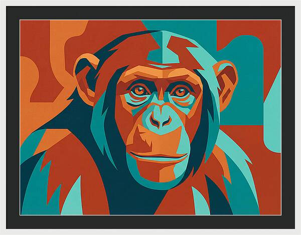 Chimpanzee Portrait In Pop Art Style