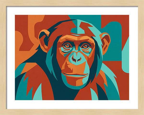 Chimpanzee Portrait In Pop Art Style