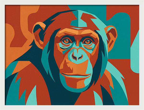 Chimpanzee Portrait In Pop Art Style