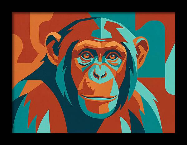 Chimpanzee Portrait In Pop Art Style