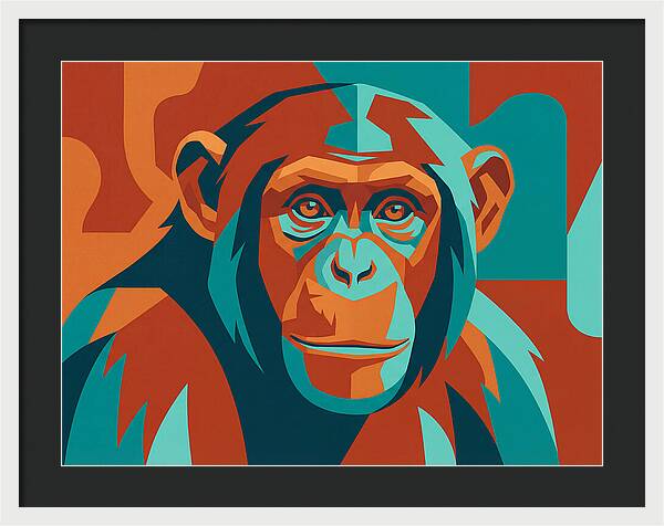 Chimpanzee Portrait In Pop Art Style