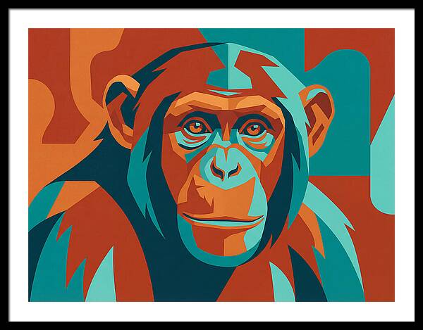 Chimpanzee Portrait In Pop Art Style