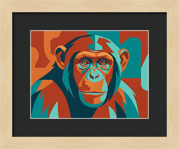 Chimpanzee Portrait In Pop Art Style