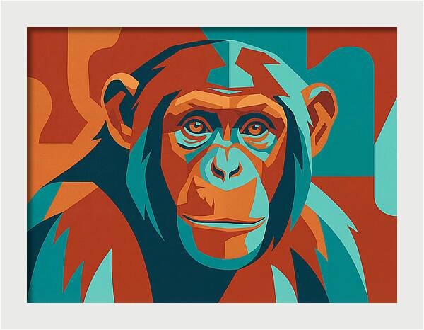 Chimpanzee Portrait In Pop Art Style