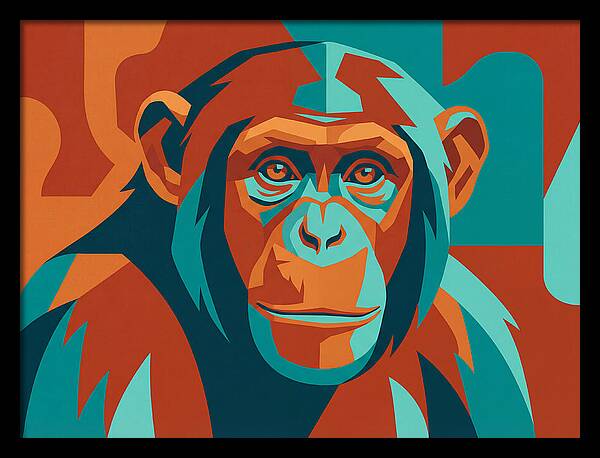 Chimpanzee Portrait In Pop Art Style