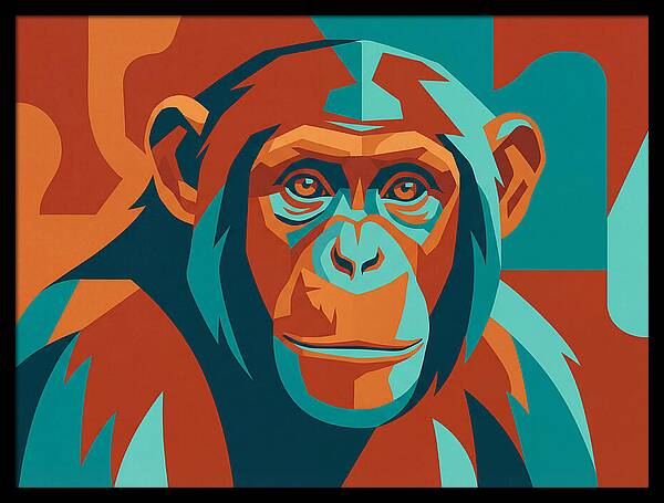 Chimpanzee Portrait In Pop Art Style