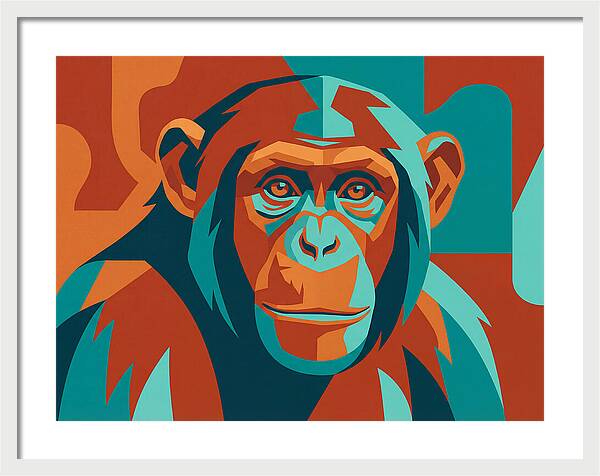 Chimpanzee Portrait In Pop Art Style