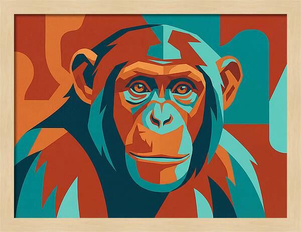 Chimpanzee Portrait In Pop Art Style