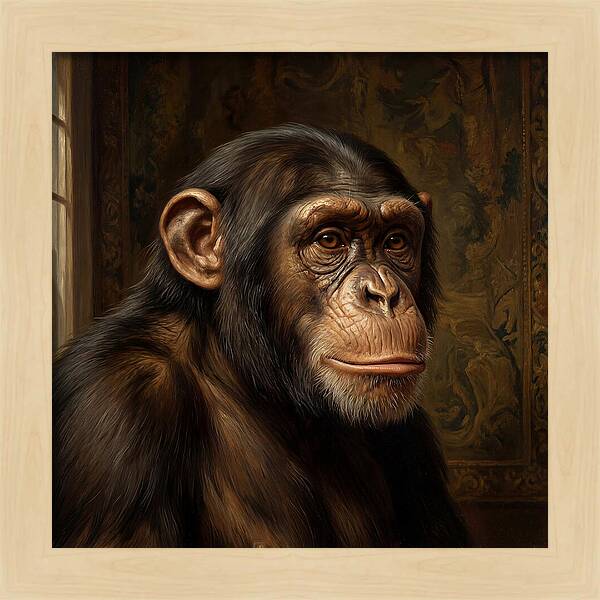 Chimpanzee Portrait In Realism
