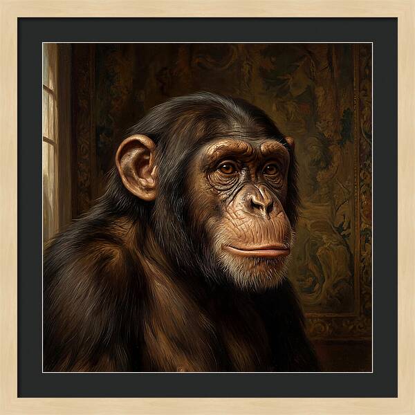Chimpanzee Portrait In Realism