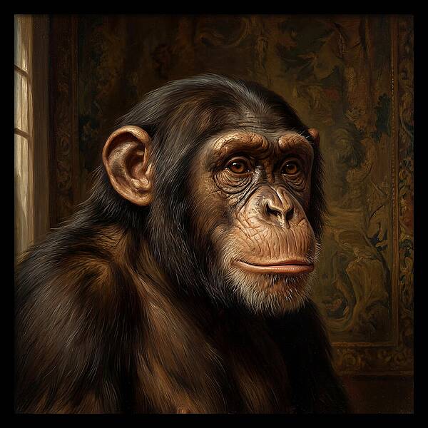 Chimpanzee Portrait In Realism