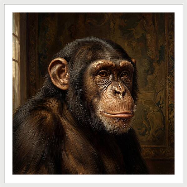 Chimpanzee Portrait In Realism