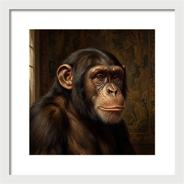 Chimpanzee Portrait In Realism
