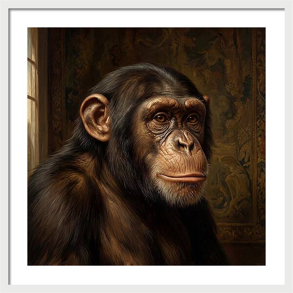 Chimpanzee Portrait In Realism