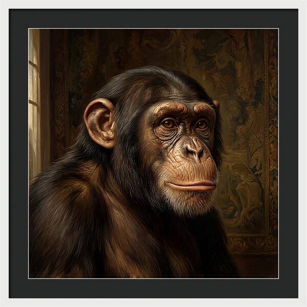 Chimpanzee Portrait In Realism