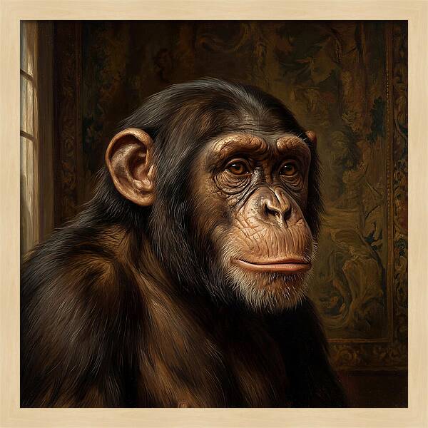 Chimpanzee Portrait In Realism