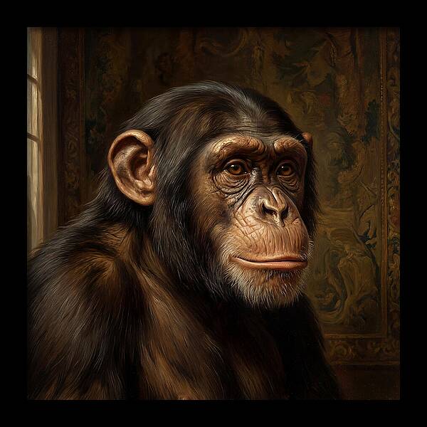 Chimpanzee Portrait In Realism