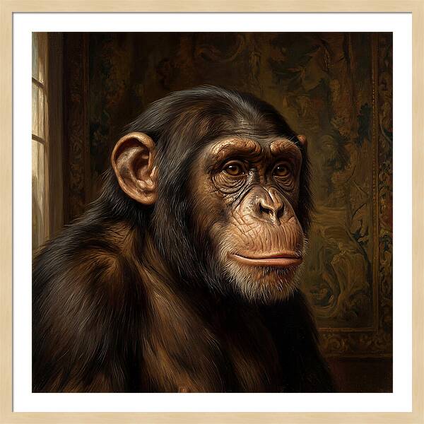 Chimpanzee Portrait In Realism