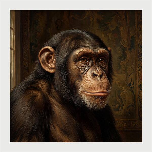 Chimpanzee Portrait In Realism