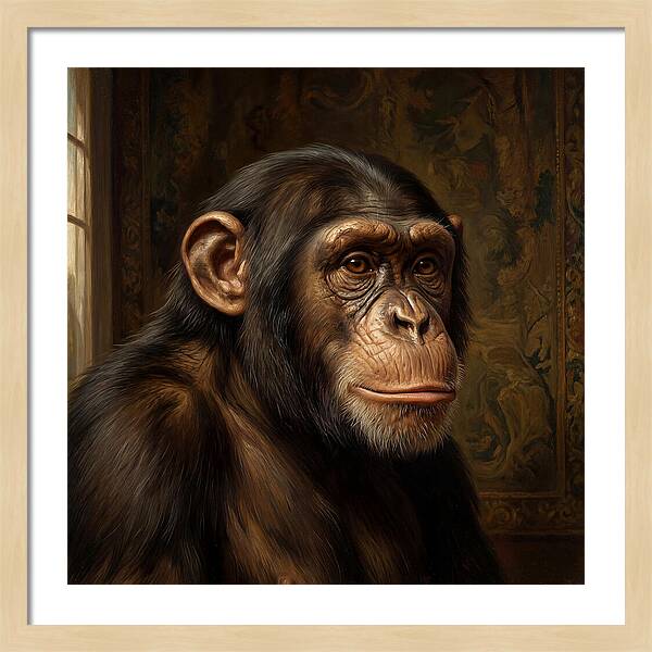 Chimpanzee Portrait In Realism