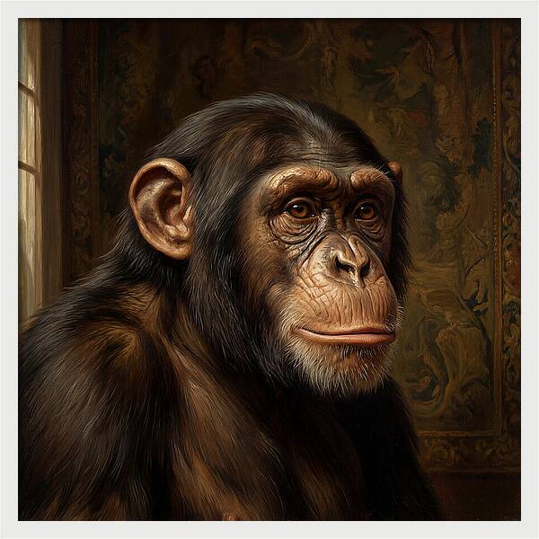 Chimpanzee Portrait In Realism