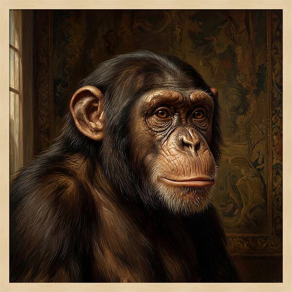 Chimpanzee Portrait In Realism