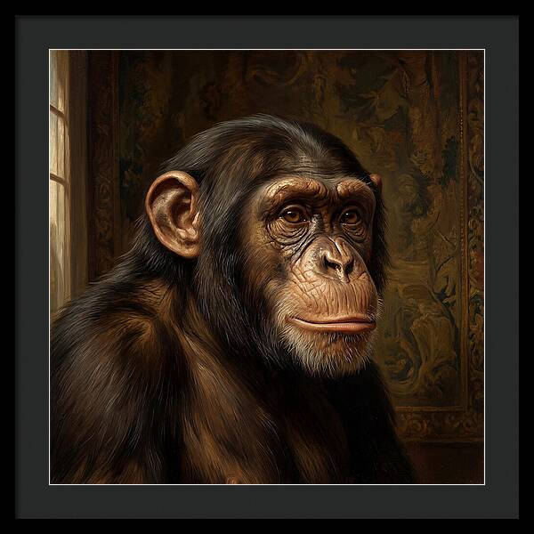 Chimpanzee Portrait In Realism