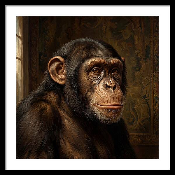 Chimpanzee Portrait In Realism