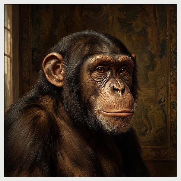 Chimpanzee Portrait In Realism