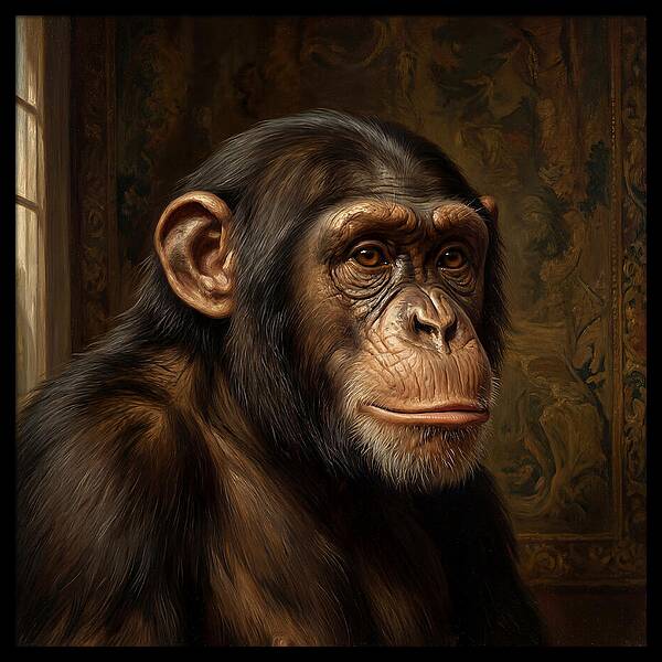 Chimpanzee Portrait In Realism